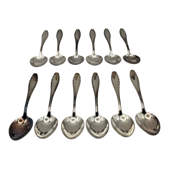 WMF Flatware-Spoon Antique US Silver-Plated Flatware for  Lot of 12 WMF Friodur Inox‎ Silverplate Dessert Spoons Flatware